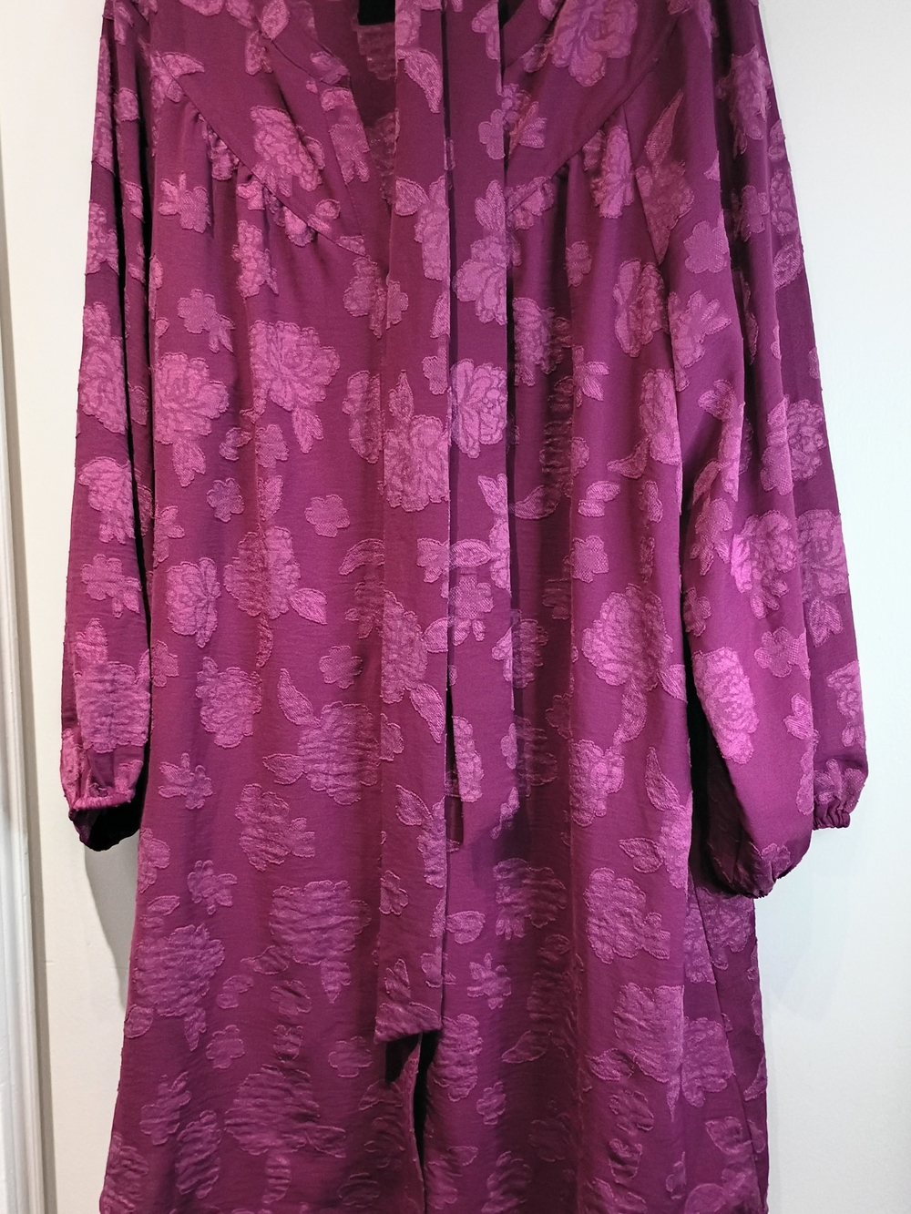 The Pioneer Woman Floral Jacquard Trench Coat in Magenta